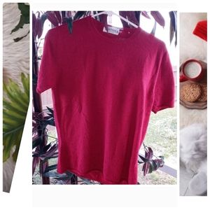 Red short sleeve Angora Cashmere Blend Sweater Size Medium▪